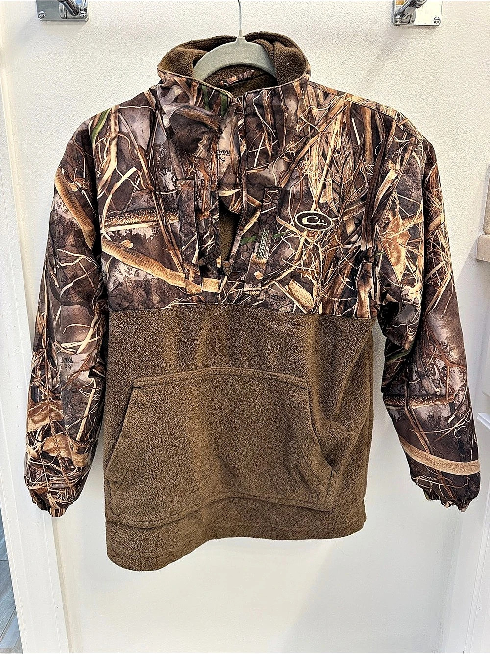 Drake Waterfowl Systems Youth Camo Fleece Pullover Brown & Camo Size 14